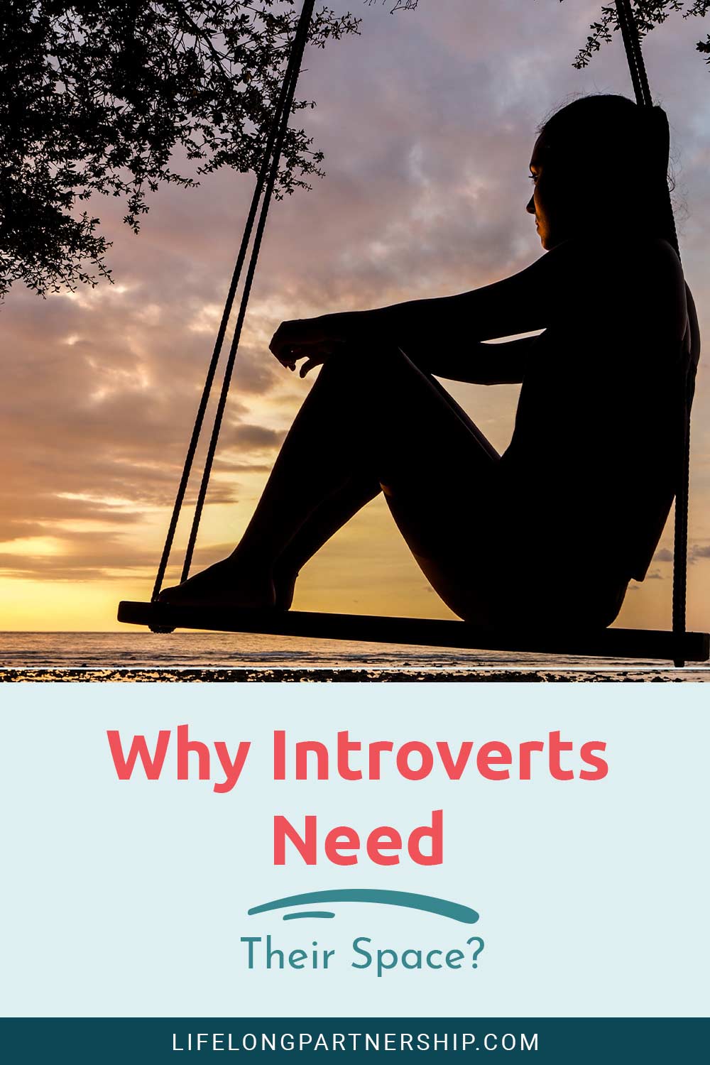 Woman sitting on a swing looking at the ocean - Why Introverts Need Their Space?